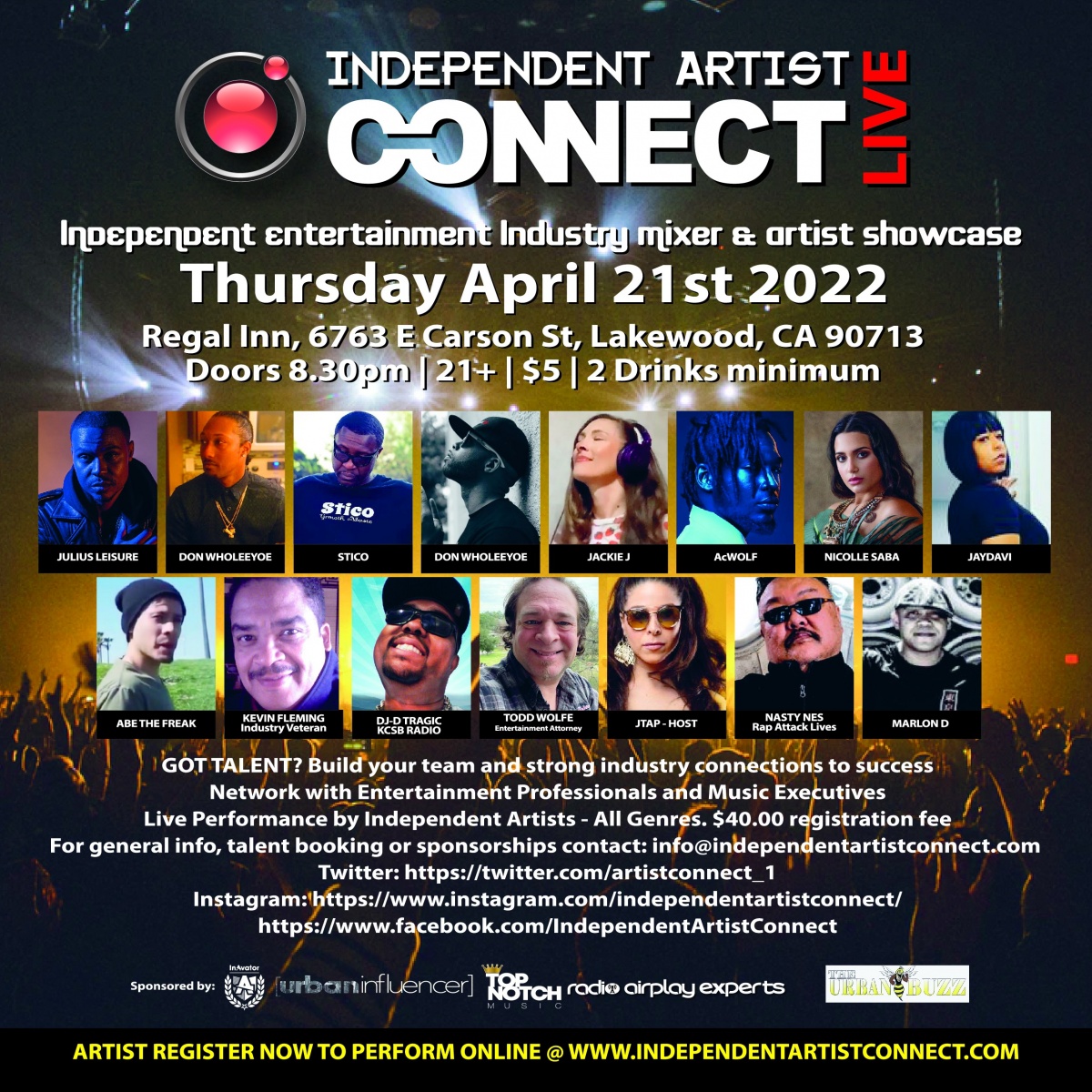 Event: INDEPENDENT ARTIST CONNECT SHOWCASE - APRIL 19TH 2022